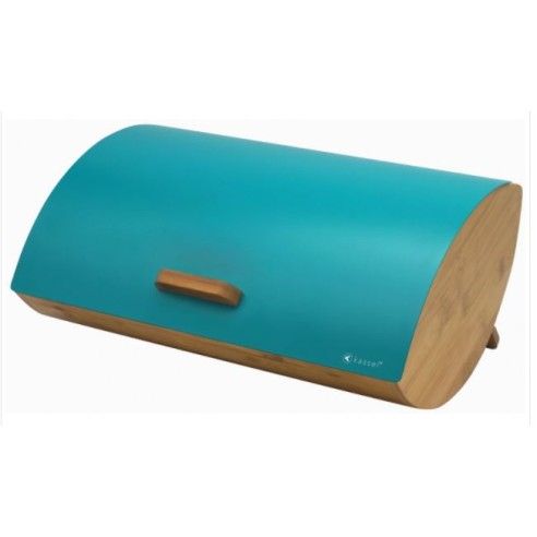 Bread box, steel-bamboo, turquoise Kassel