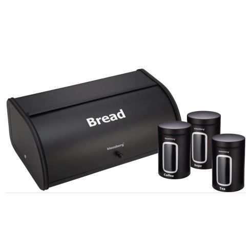 Bread box with containers, black Klausberg