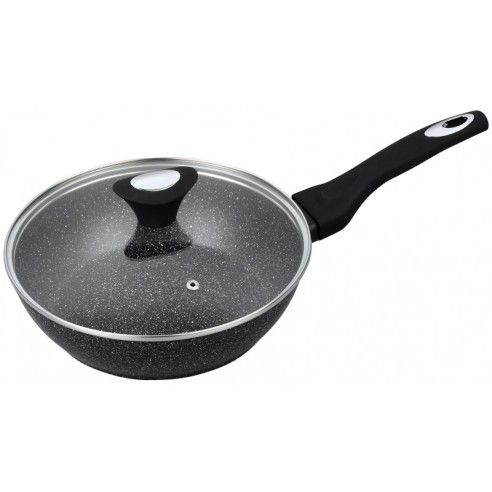 Frying pan, with lid, aluminum, grey marble, ?24cm Klausberg