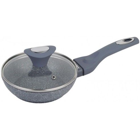 Frying pan, with lid, aluminum, marble grey, ?26cm Klausberg
