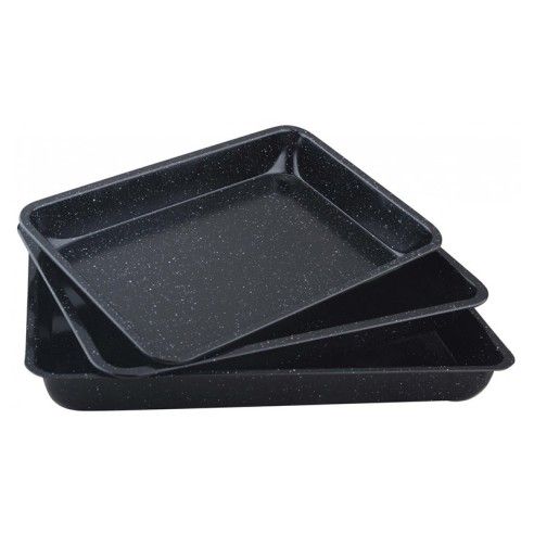 Tray, baking tray, steel, set of 3, black marble Kinghoff