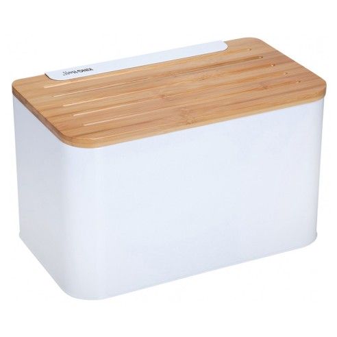 Bread box, steel-bamboo white Kinghoff