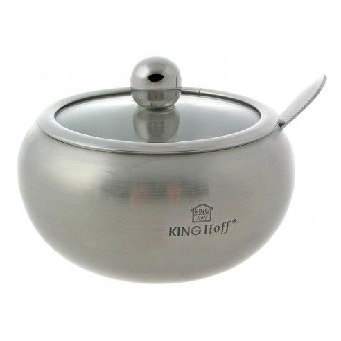 Sugar bowl with spoon, steel, 460ml Kinghoff