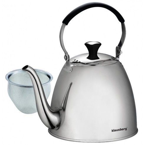 Tea kettle, infuser with strainer, silver steel, 1.1l Klausberg
